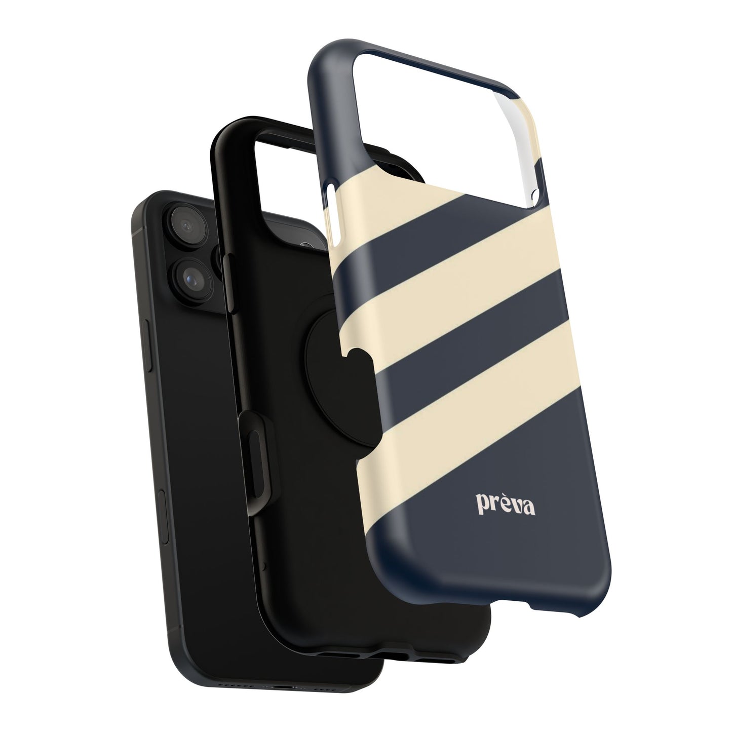 Striped Navy & Cream Phone Case