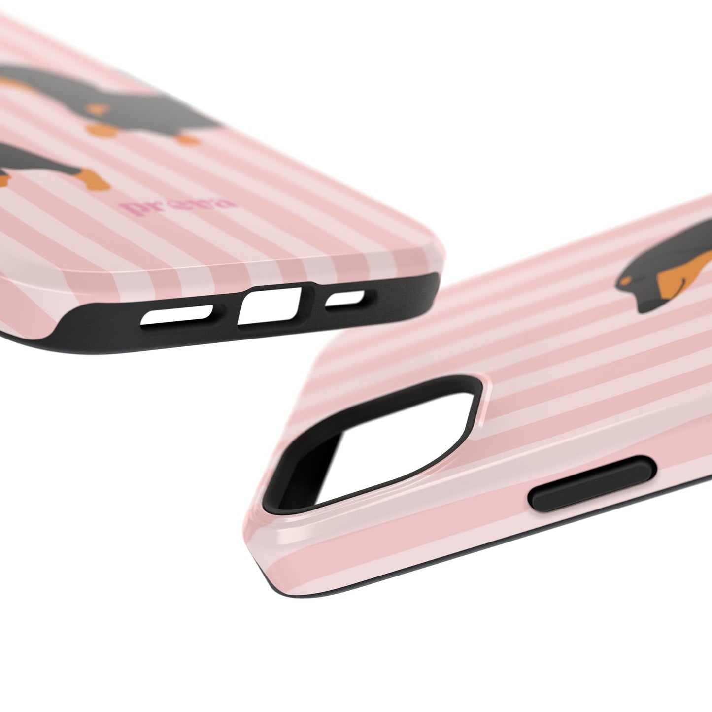 Dachshund Pink Stripes x Emberli Phone Case