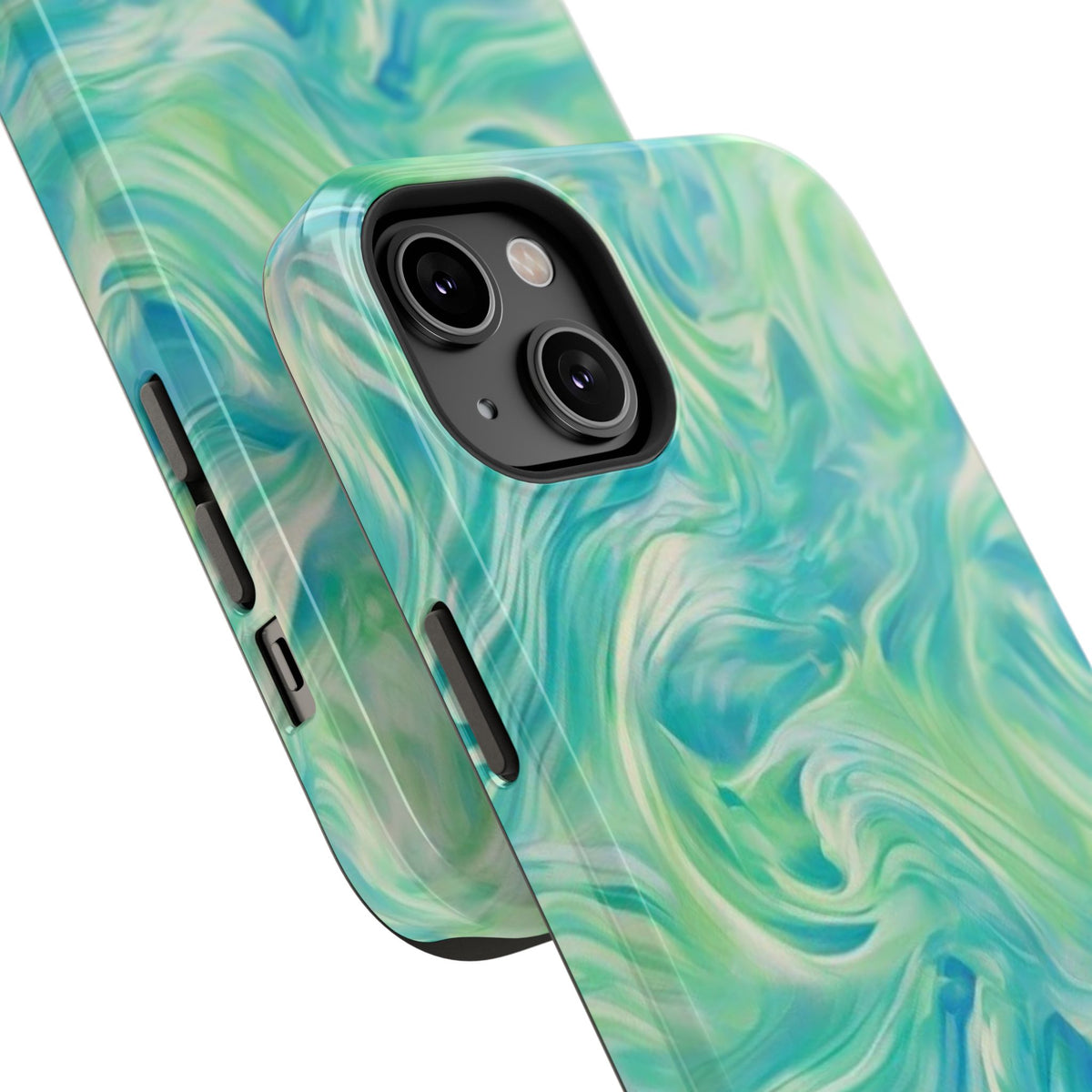 Impact-Resistant Phone Case — Teal Green Marble Swirl