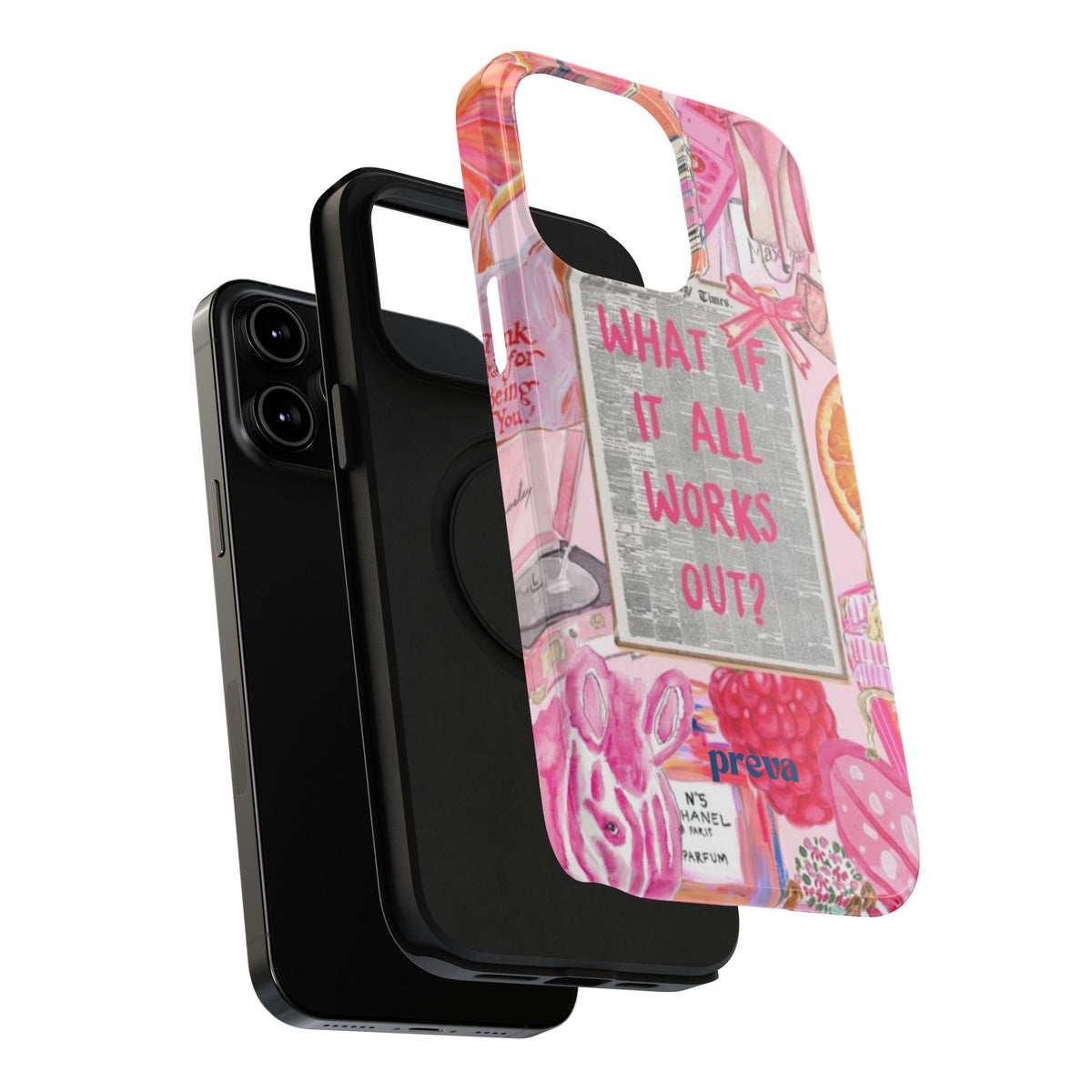 Pink "What If It All Works Out?" Collage Phone Case
