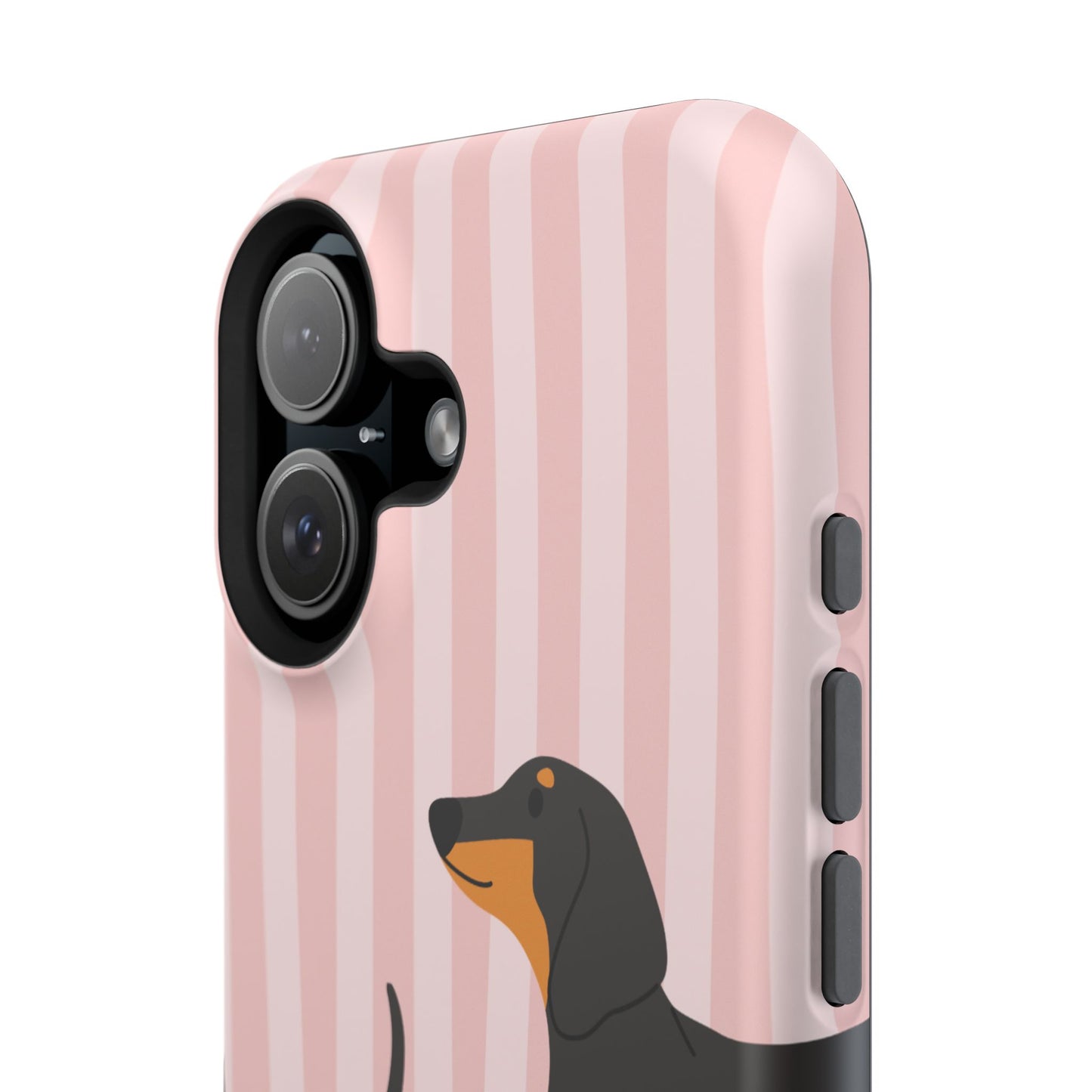 Dachshund Pink Stripes x Emberli Phone Case