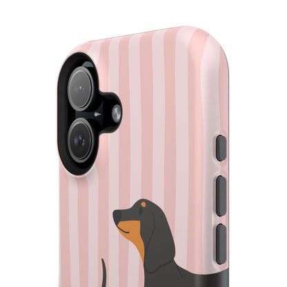 Dachshund Pink Stripes x Emberli Phone Case