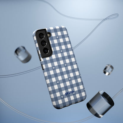 Blue Gingham Heart Phone Case