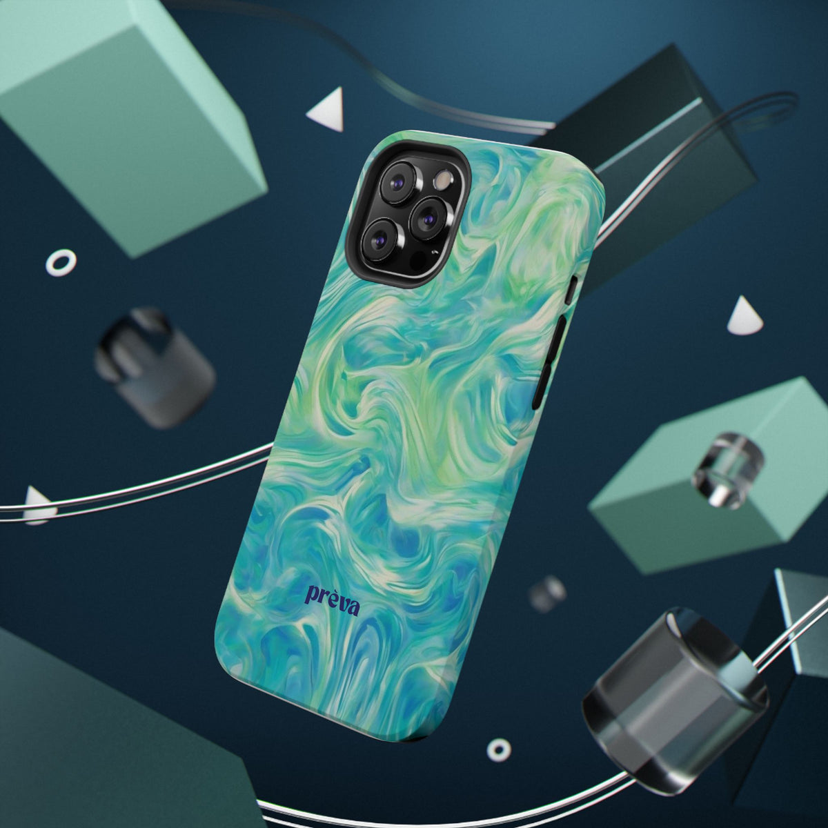Impact-Resistant Phone Case — Teal Green Marble Swirl