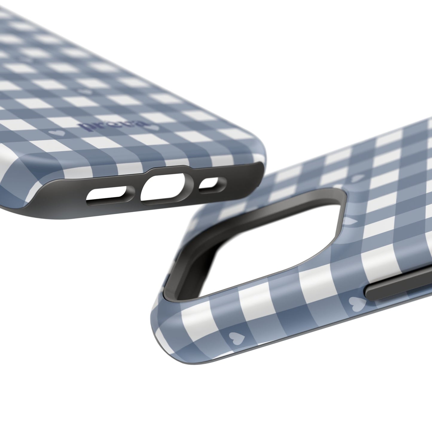 Blue Gingham Heart Phone Case