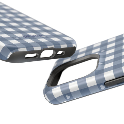 Blue Gingham Heart Phone Case