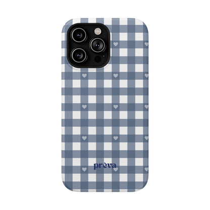 Blue Gingham Heart Phone Case
