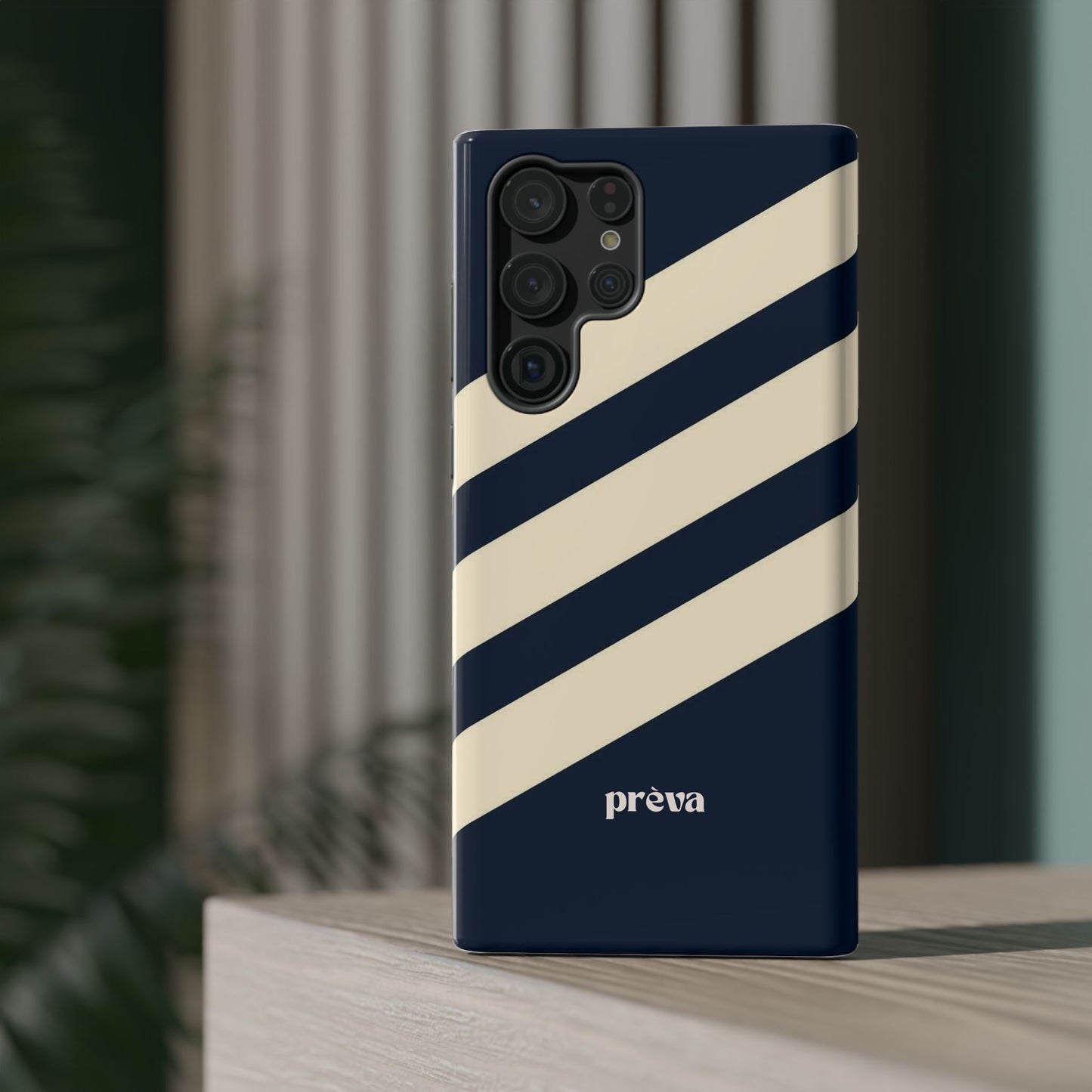 Striped Navy & Cream Phone Case