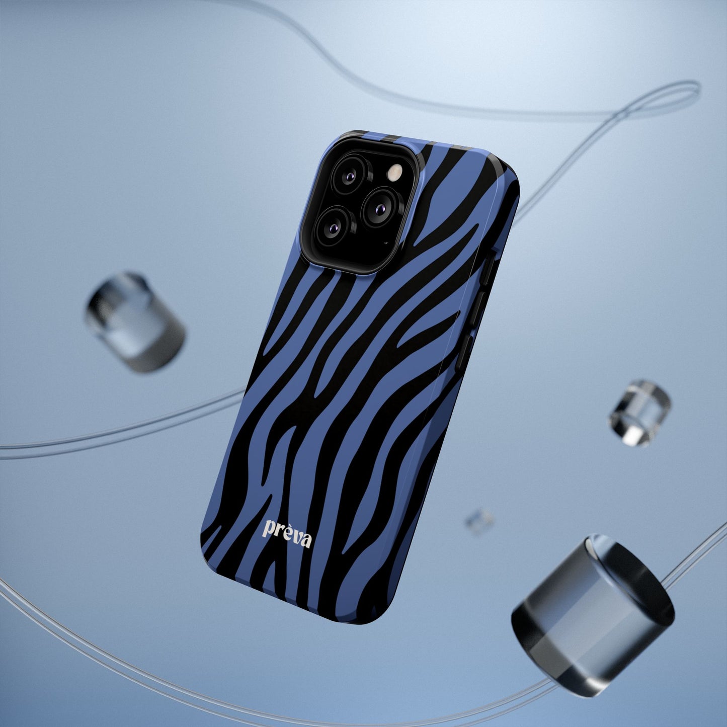 Blue & Black Zebra Stripe Phone Case