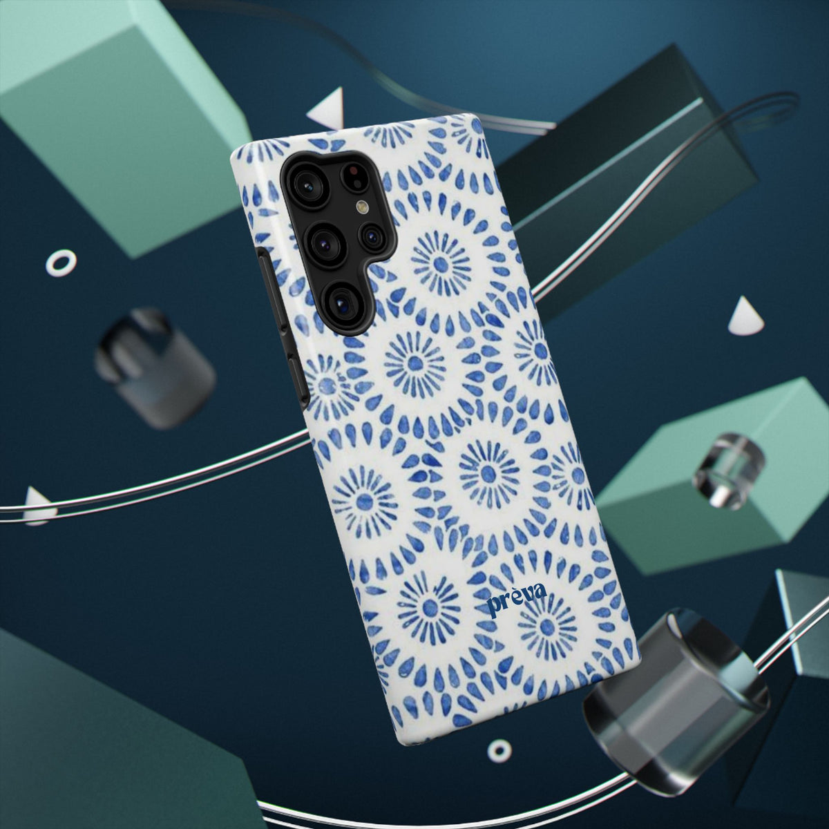 Blue Floral Spiral Phone Case