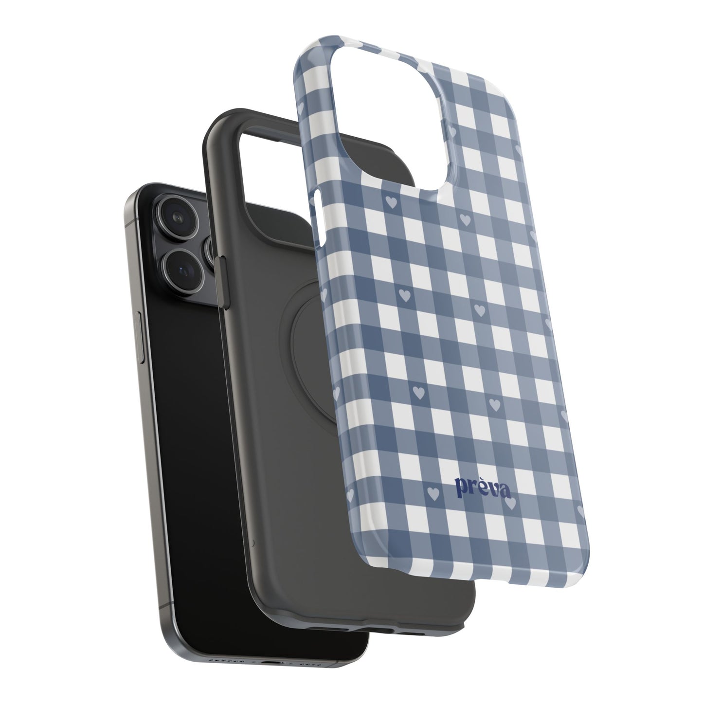 Blue Gingham Heart Phone Case