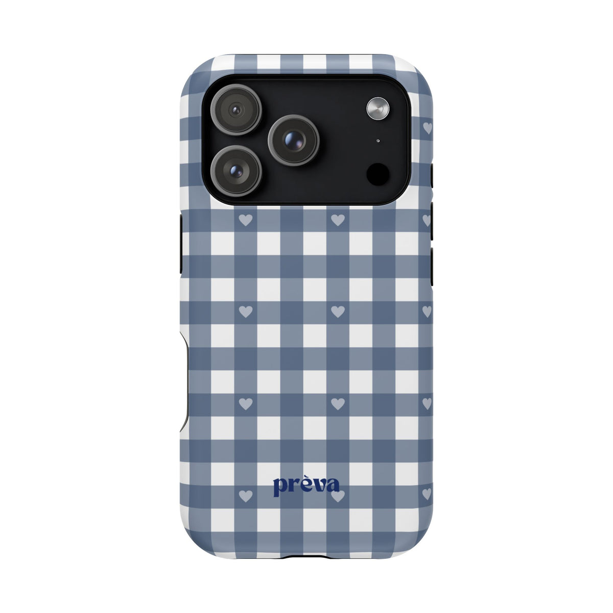 Blue Gingham Heart Phone Case