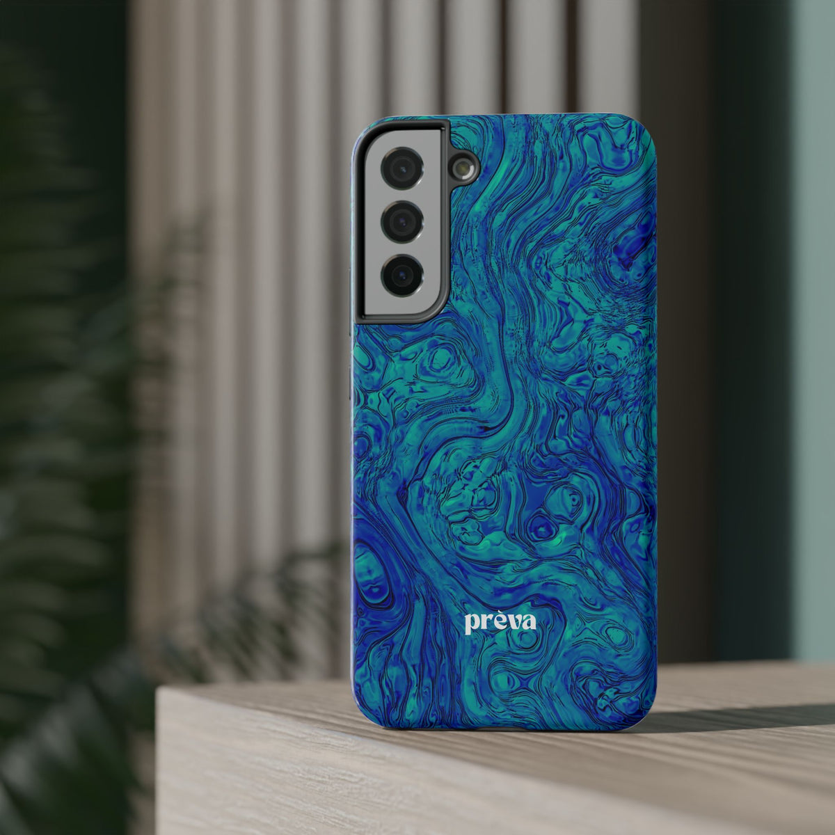 Blue Marble Impact-Resistant Phone Case — Protective Ripple Swirl Design