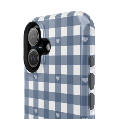 Blue Gingham Heart Phone Case