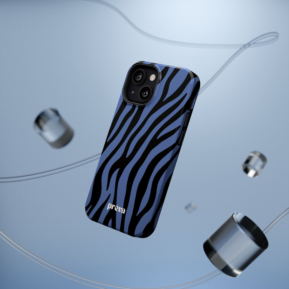 Blue & Black Zebra Stripe Phone Case