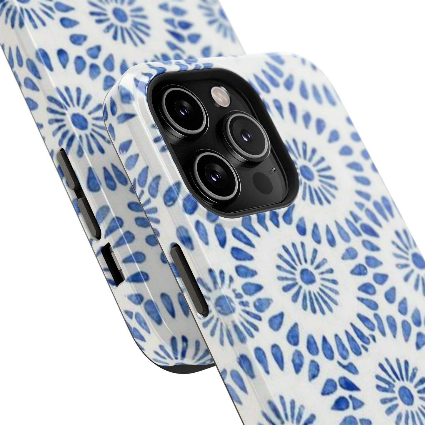 Blue Floral Spiral Phone Case