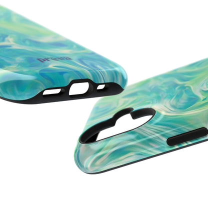 Impact-Resistant Phone Case — Teal Green Marble Swirl