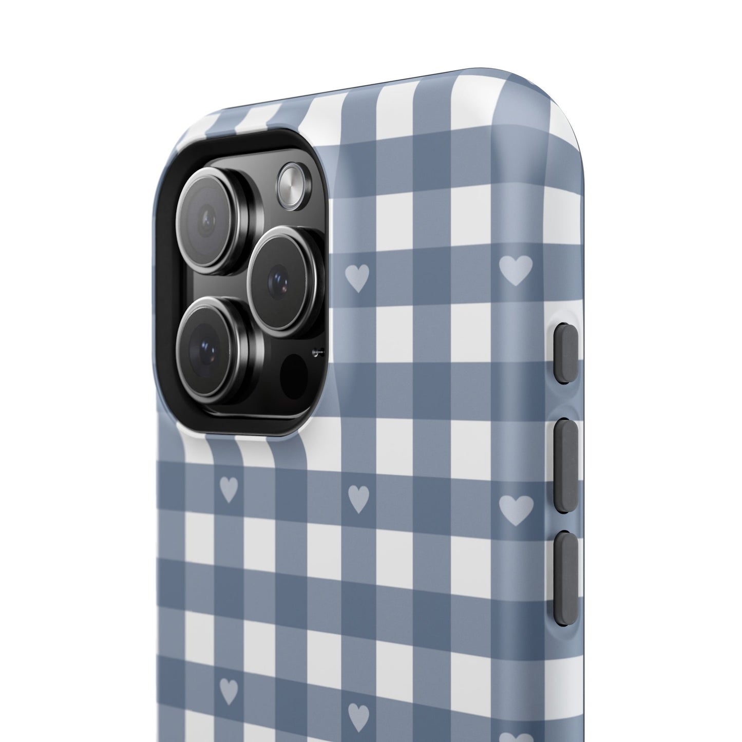 Blue Gingham Heart Phone Case