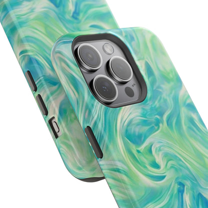 Impact-Resistant Phone Case — Teal Green Marble Swirl