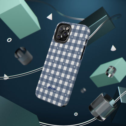 Blue Gingham Heart Phone Case