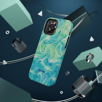 Impact-Resistant Phone Case — Teal Green Marble Swirl