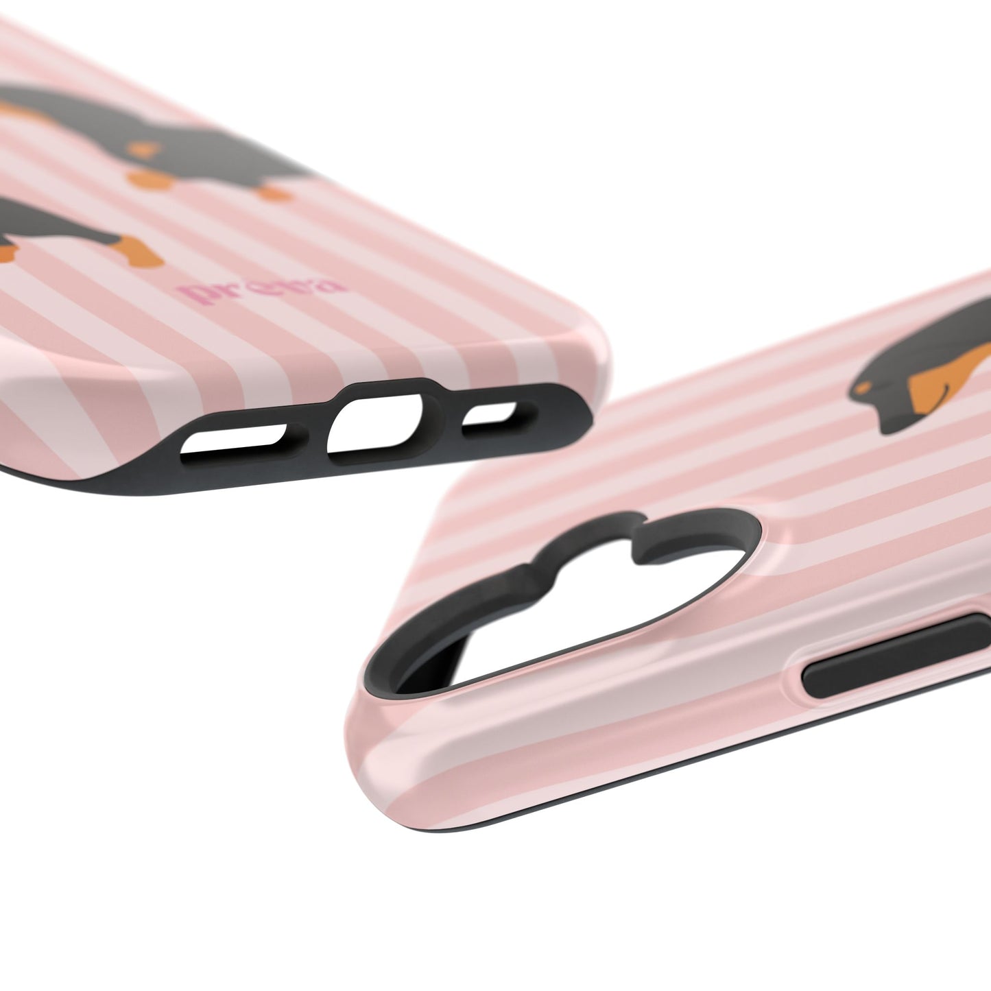 Dachshund Pink Stripes x Emberli Phone Case