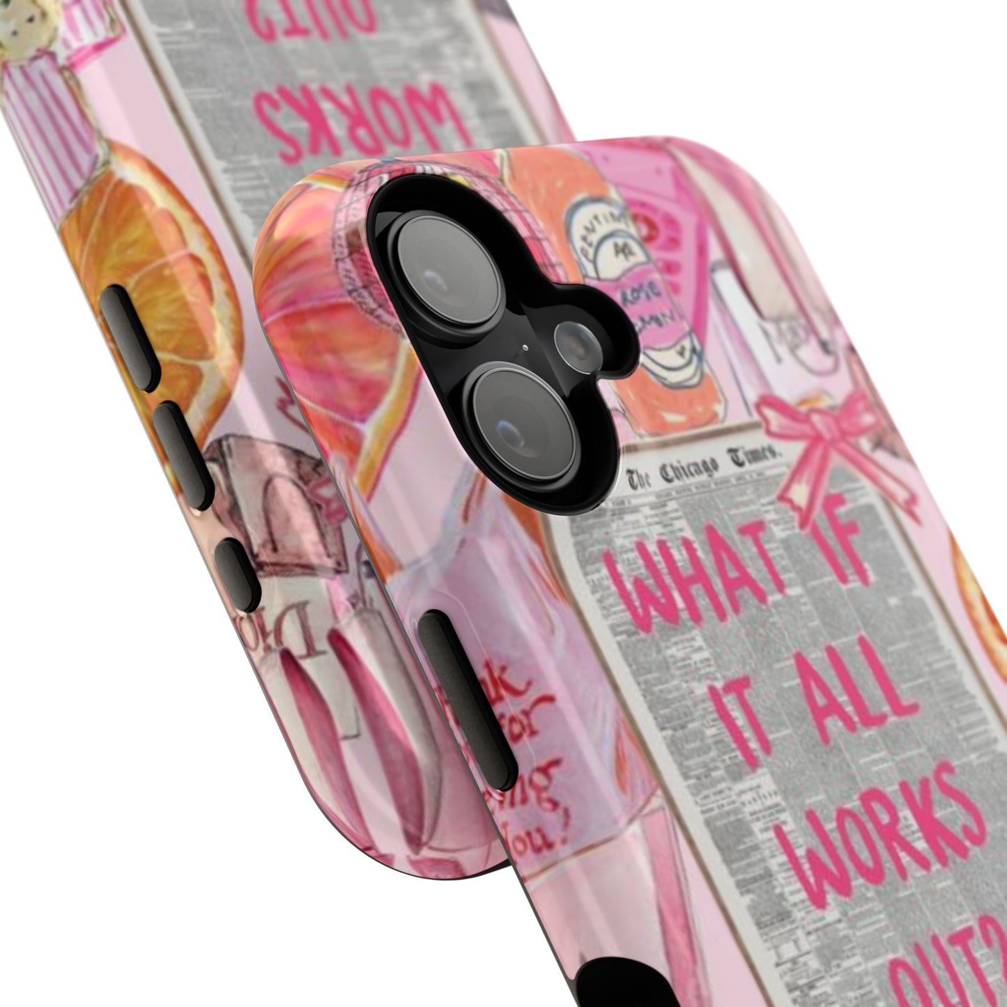 Pink "What If It All Works Out?" Collage Phone Case