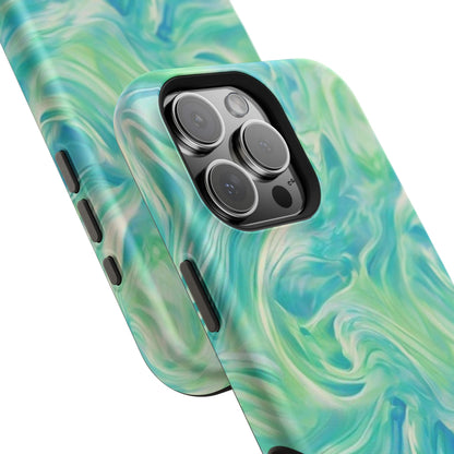 Impact-Resistant Phone Case — Teal Green Marble Swirl