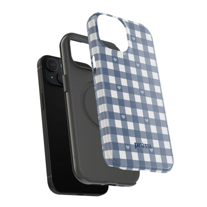 Blue Gingham Heart Phone Case