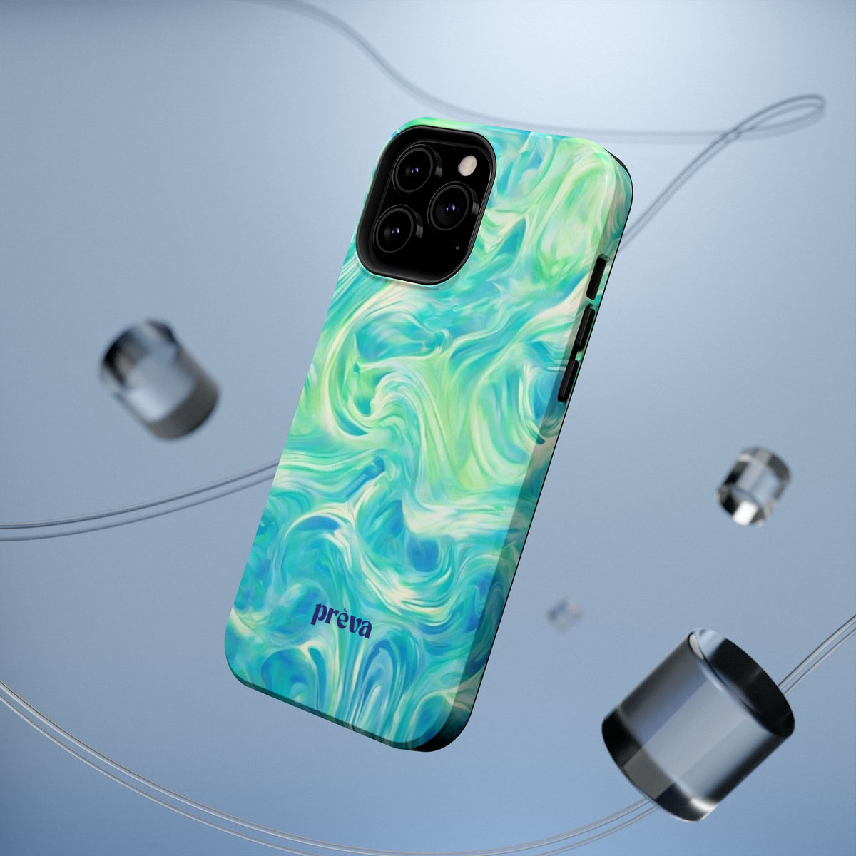 Impact-Resistant Phone Case — Teal Green Marble Swirl