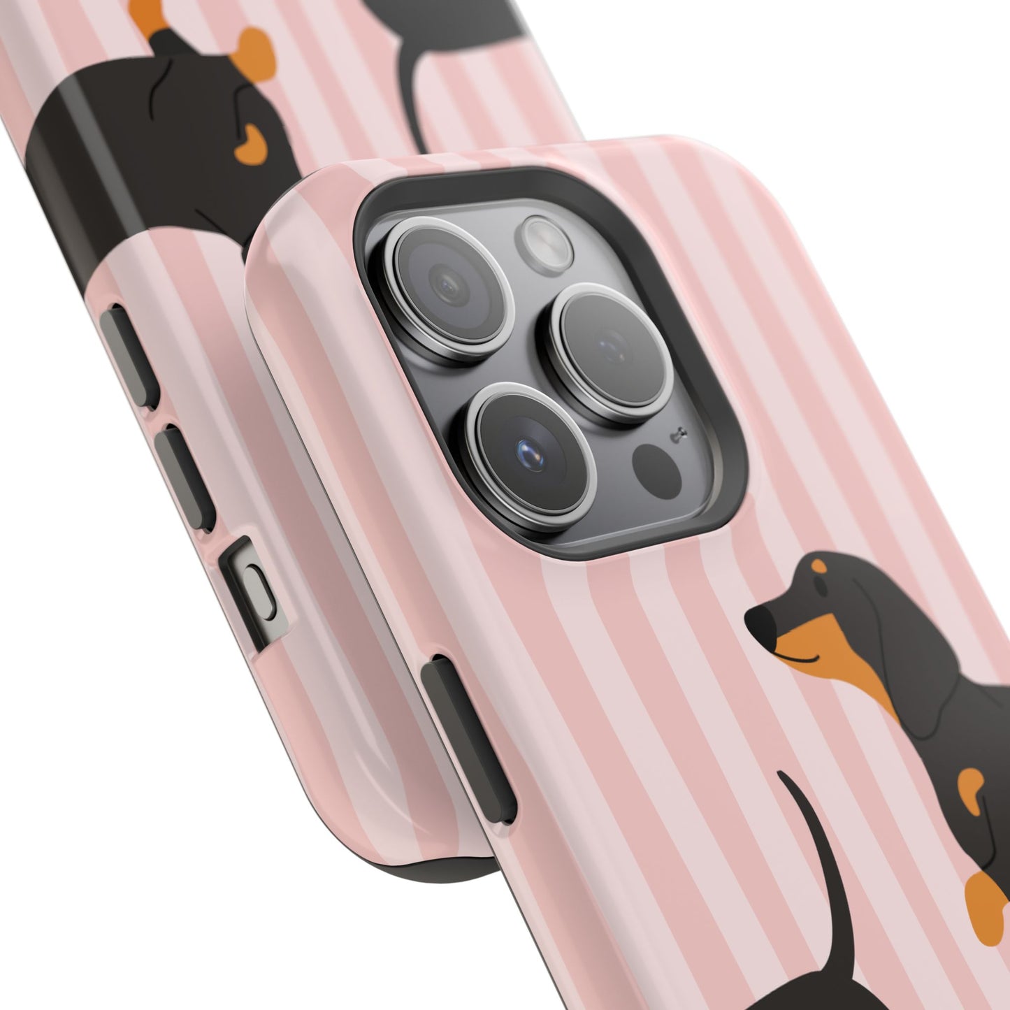 Dachshund Pink Stripes x Emberli Phone Case