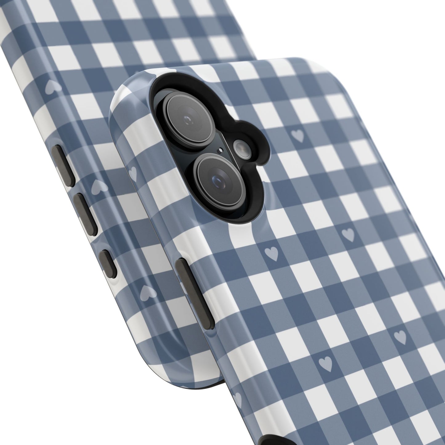 Blue Gingham Heart Phone Case