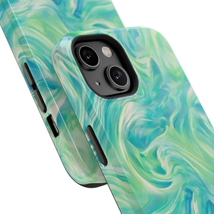 Impact-Resistant Phone Case — Teal Green Marble Swirl