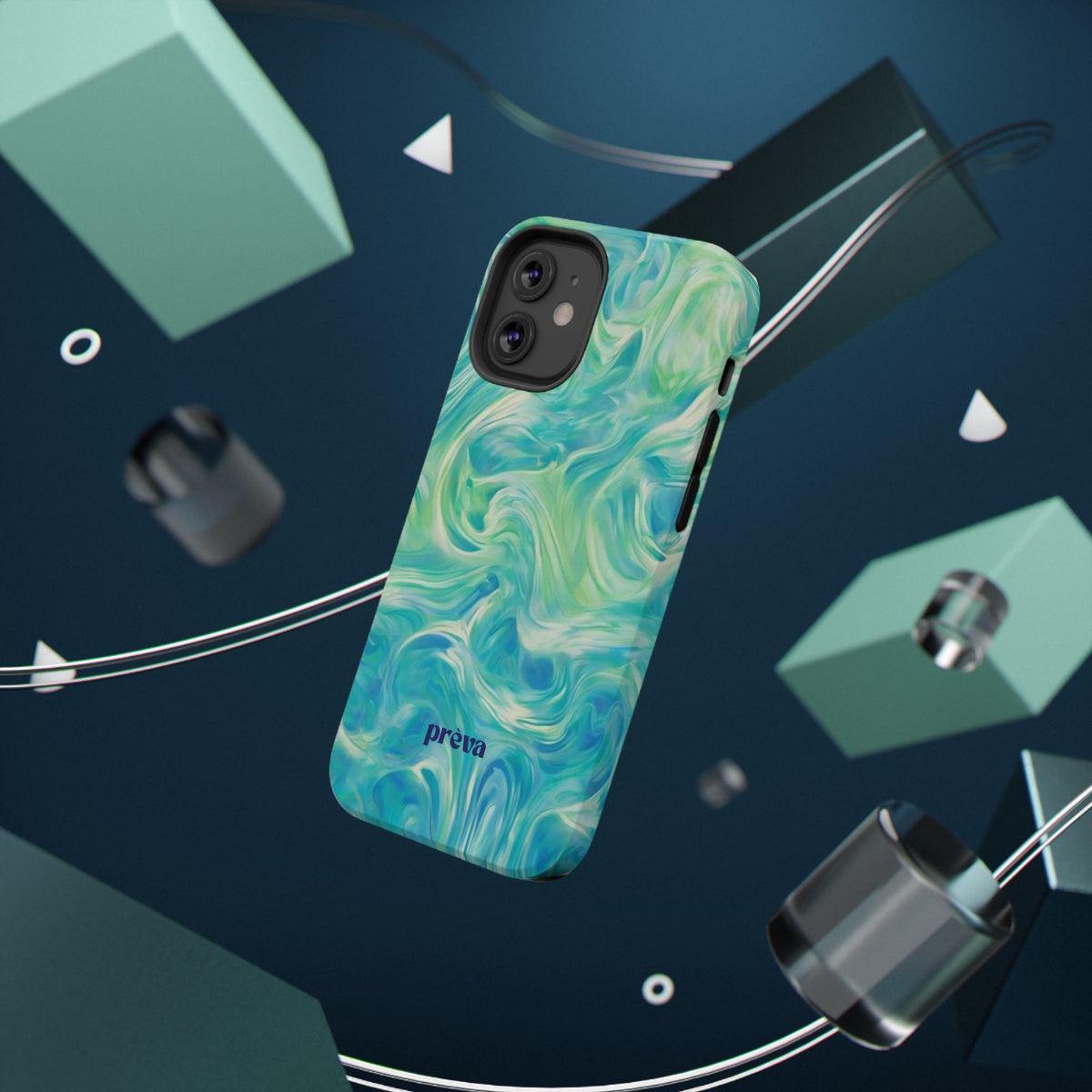 Impact-Resistant Phone Case — Teal Green Marble Swirl