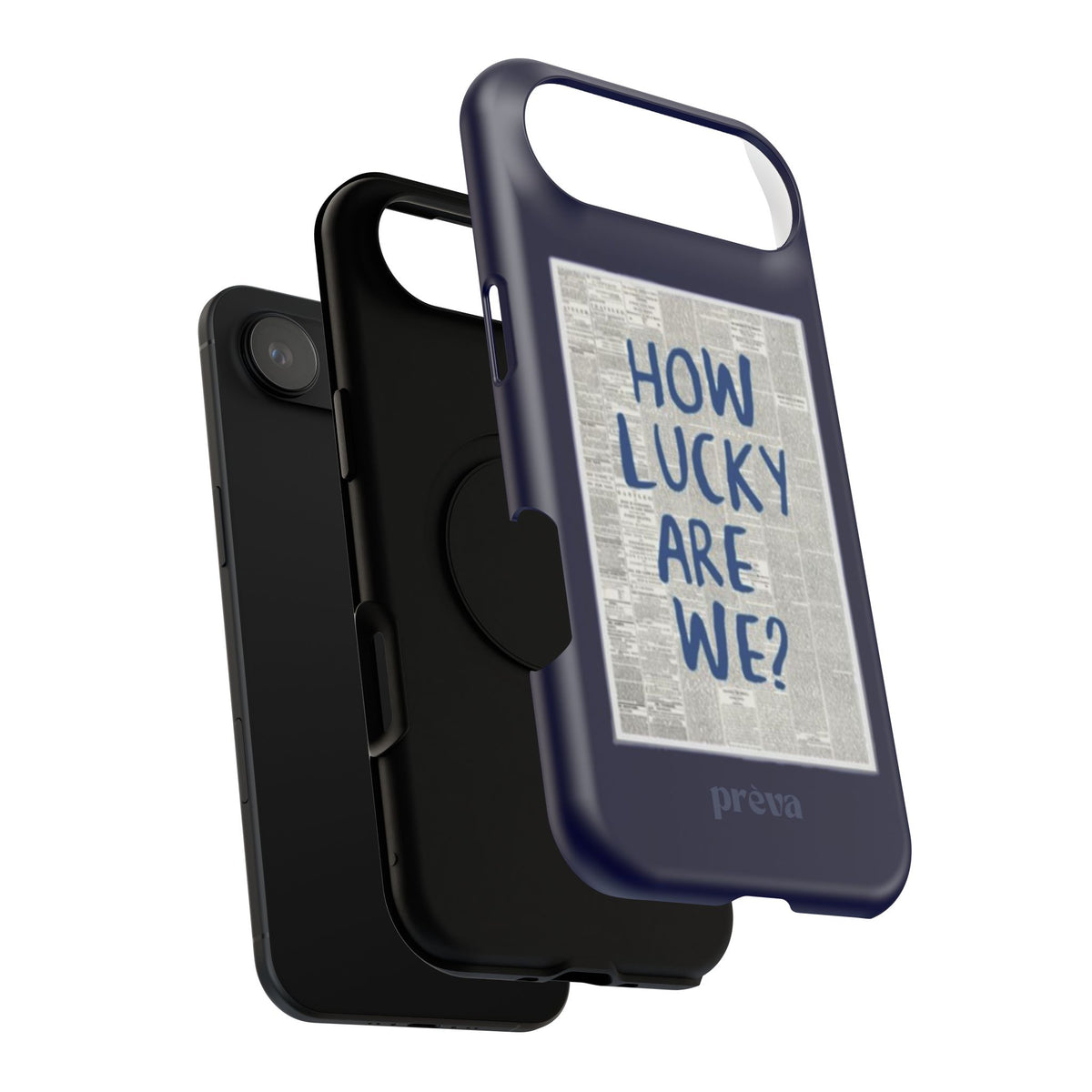 Navy How Lucky Are We Phone Case