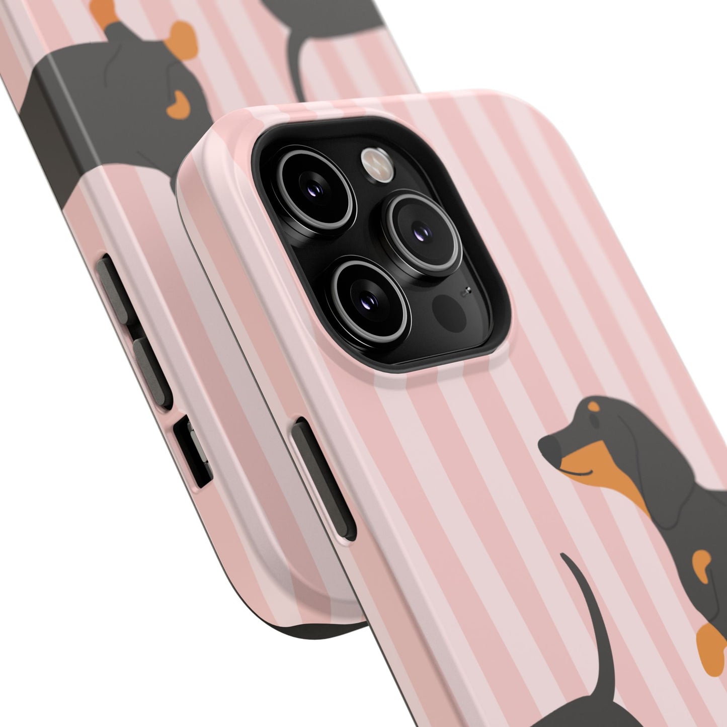 Dachshund Pink Stripes x Emberli Phone Case