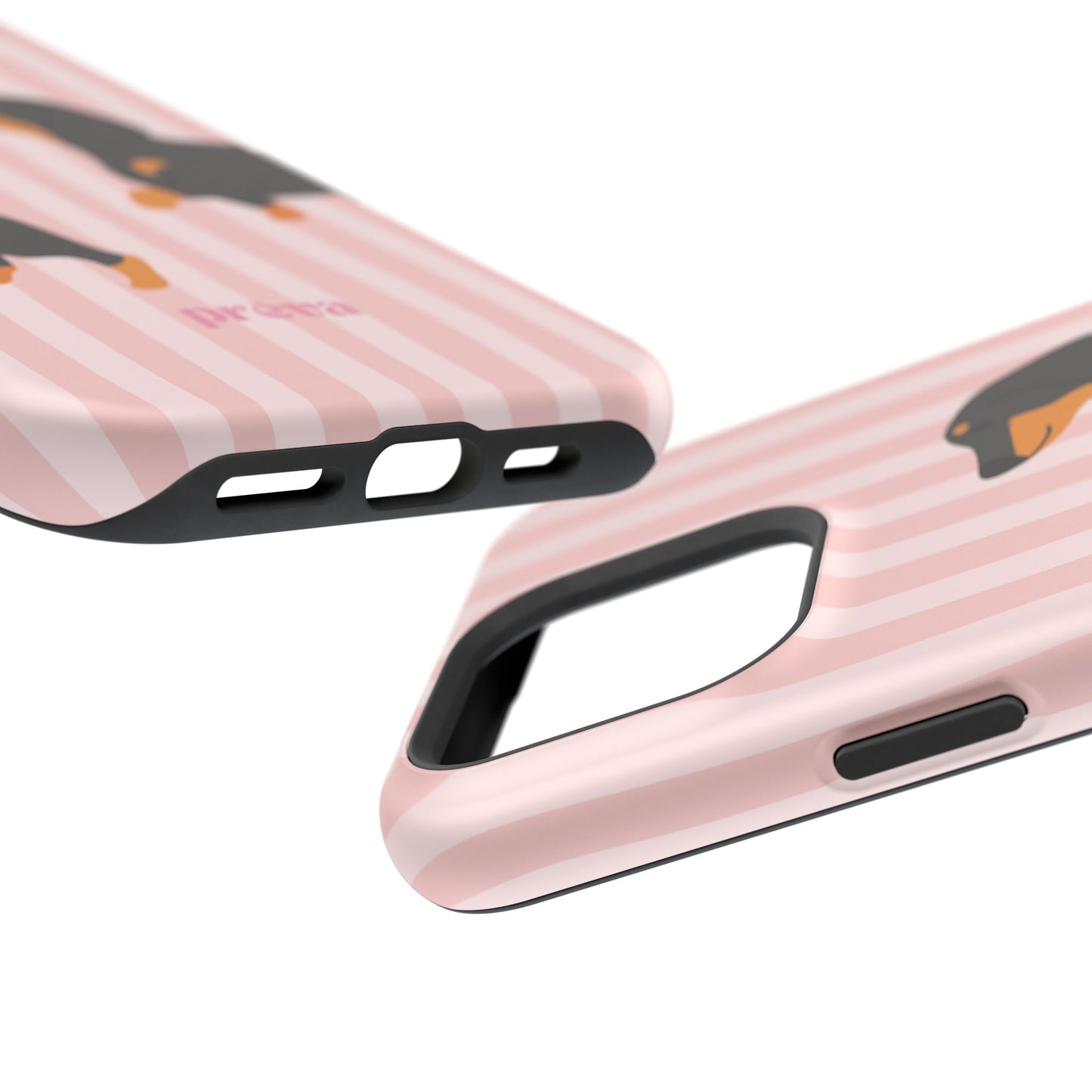 Dachshund Pink Stripes x Emberli Phone Case