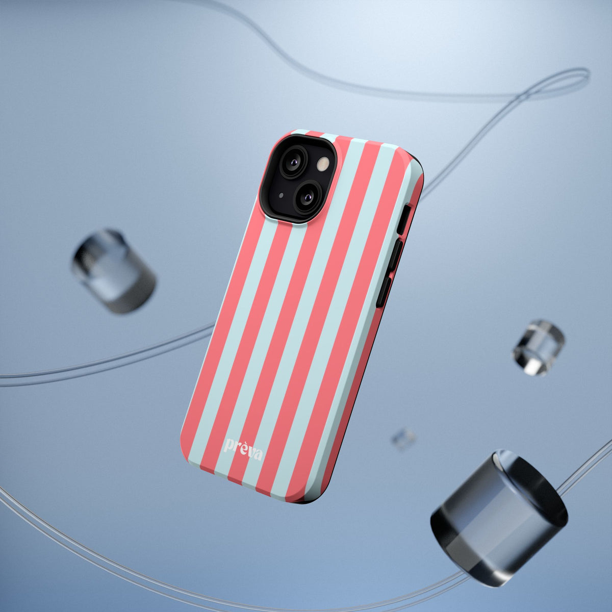 Coral & Teal Stripes Phone Case
