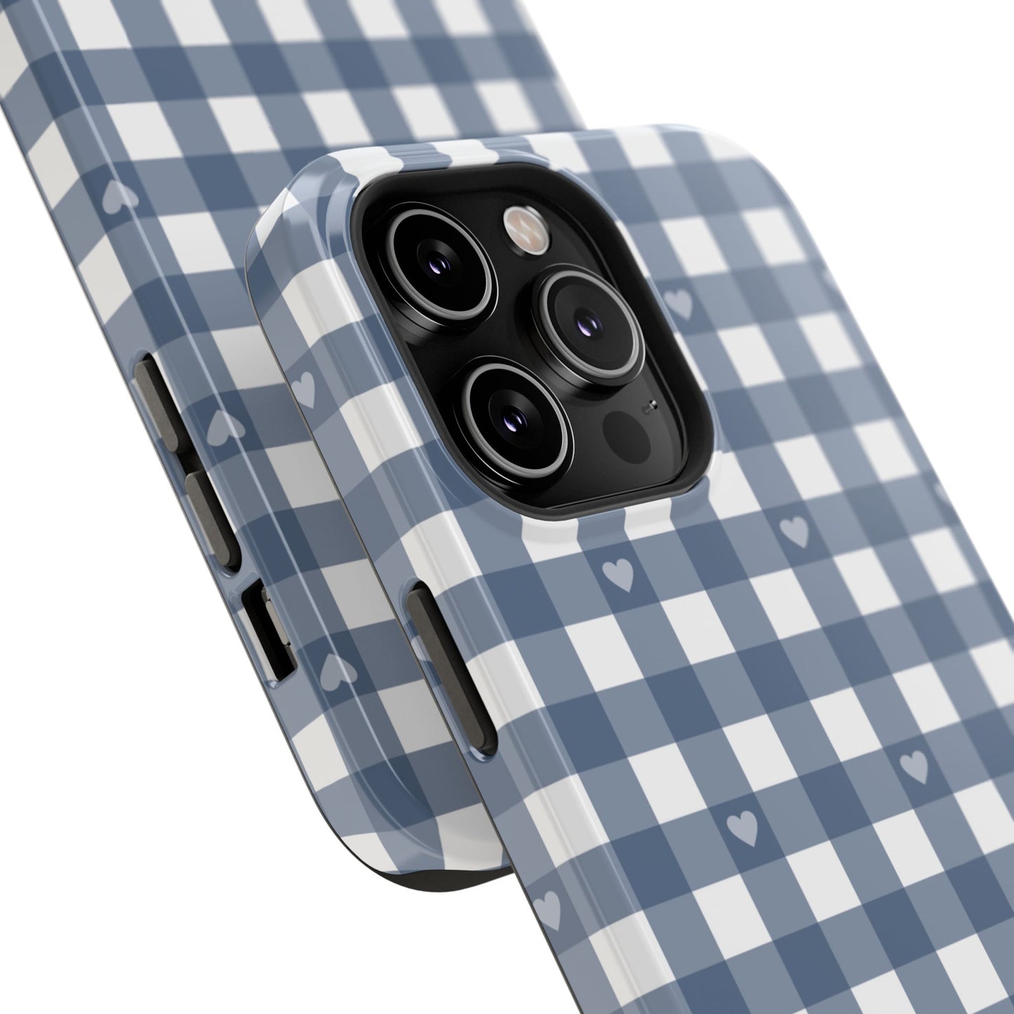 Blue Gingham Heart Phone Case