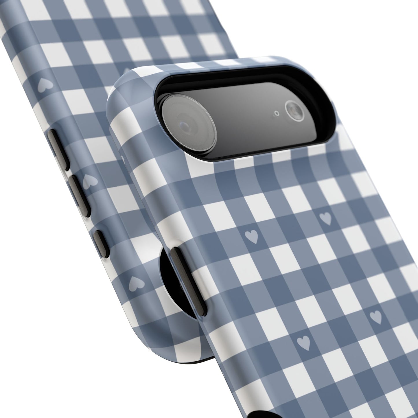 Blue Gingham Heart Phone Case