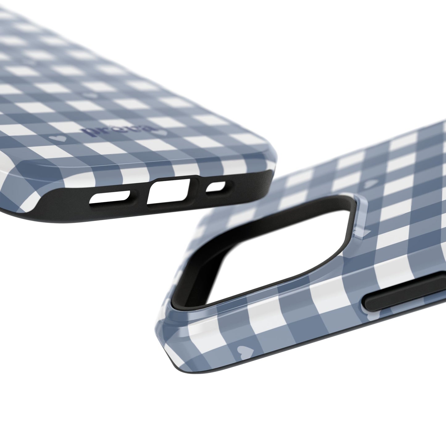Blue Gingham Heart Phone Case