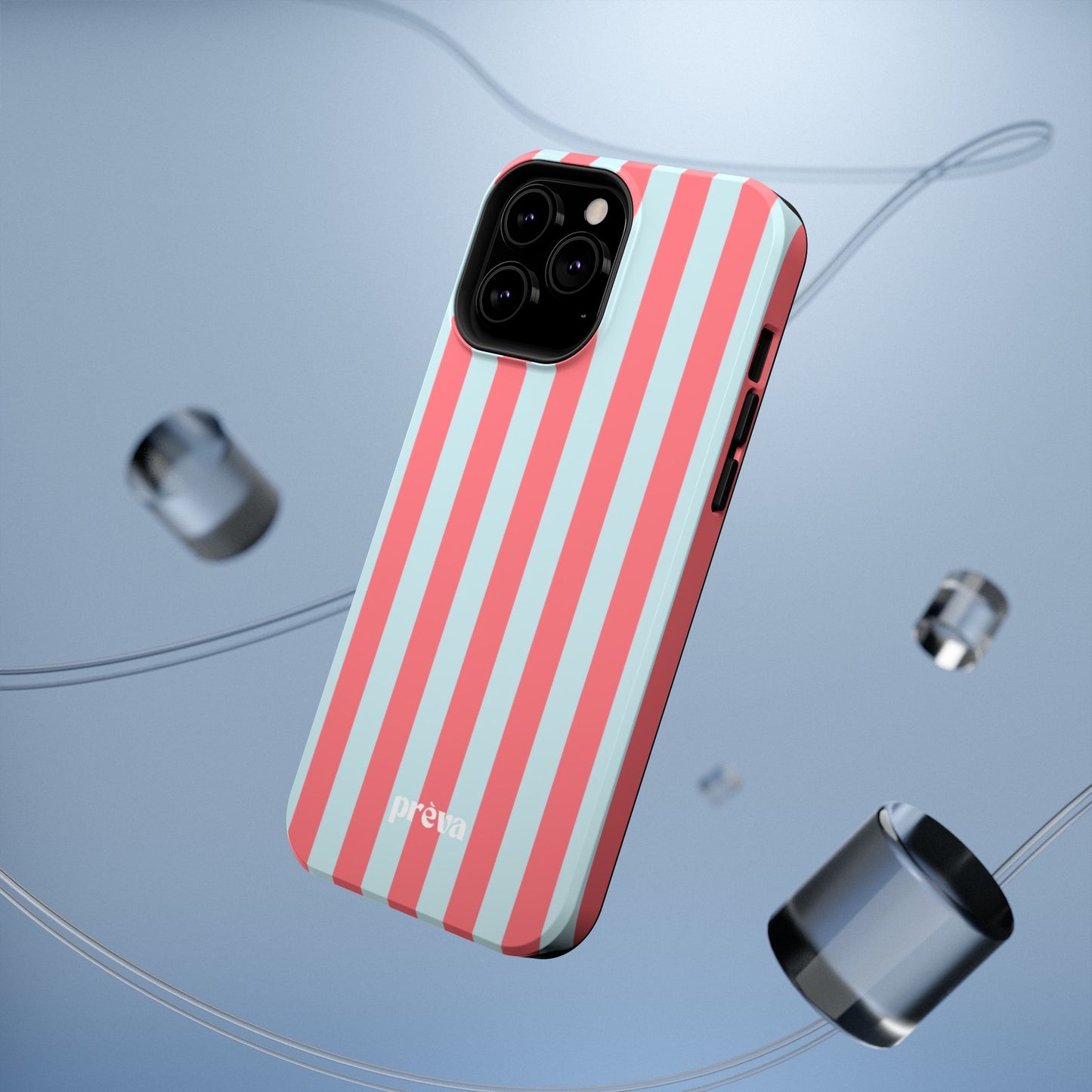 Coral & Teal Stripes Phone Case