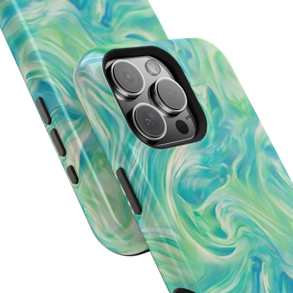 Impact-Resistant Phone Case — Teal Green Marble Swirl
