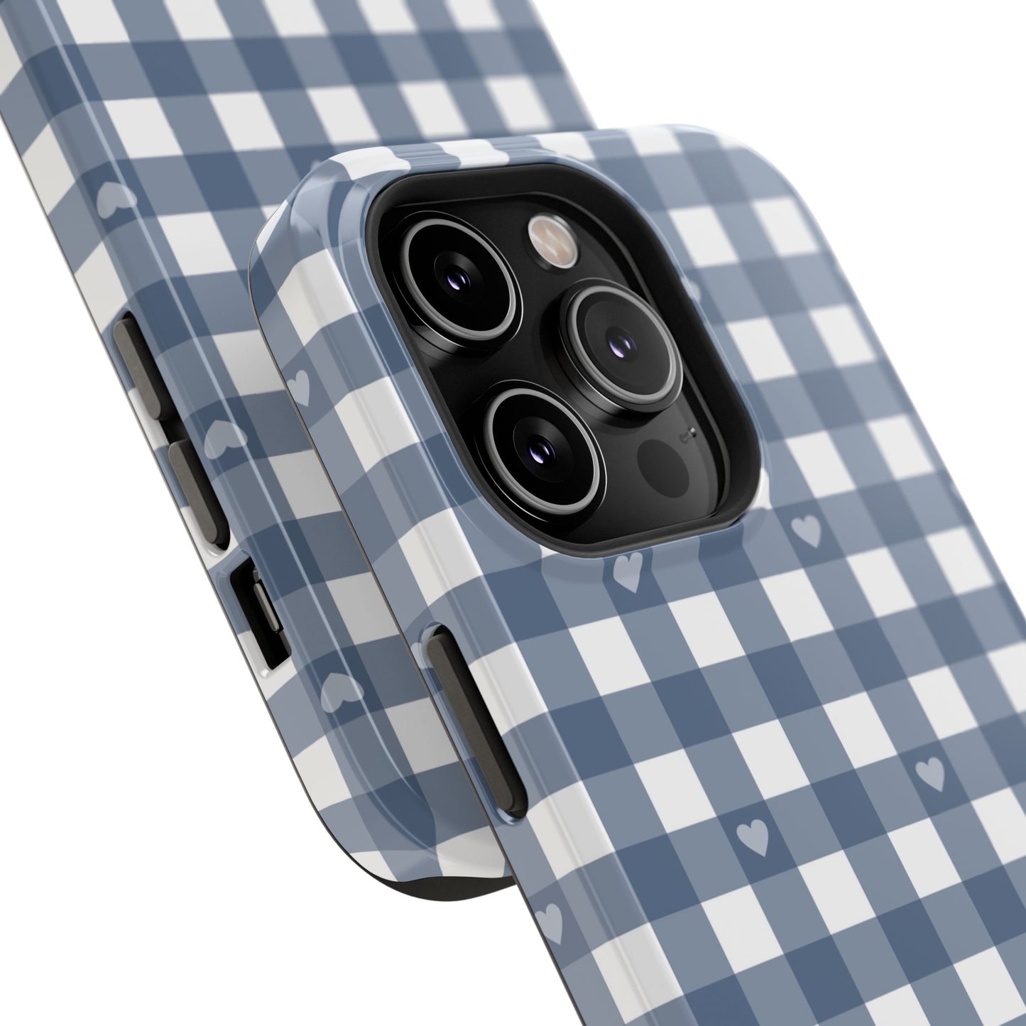 Blue Gingham Heart Phone Case