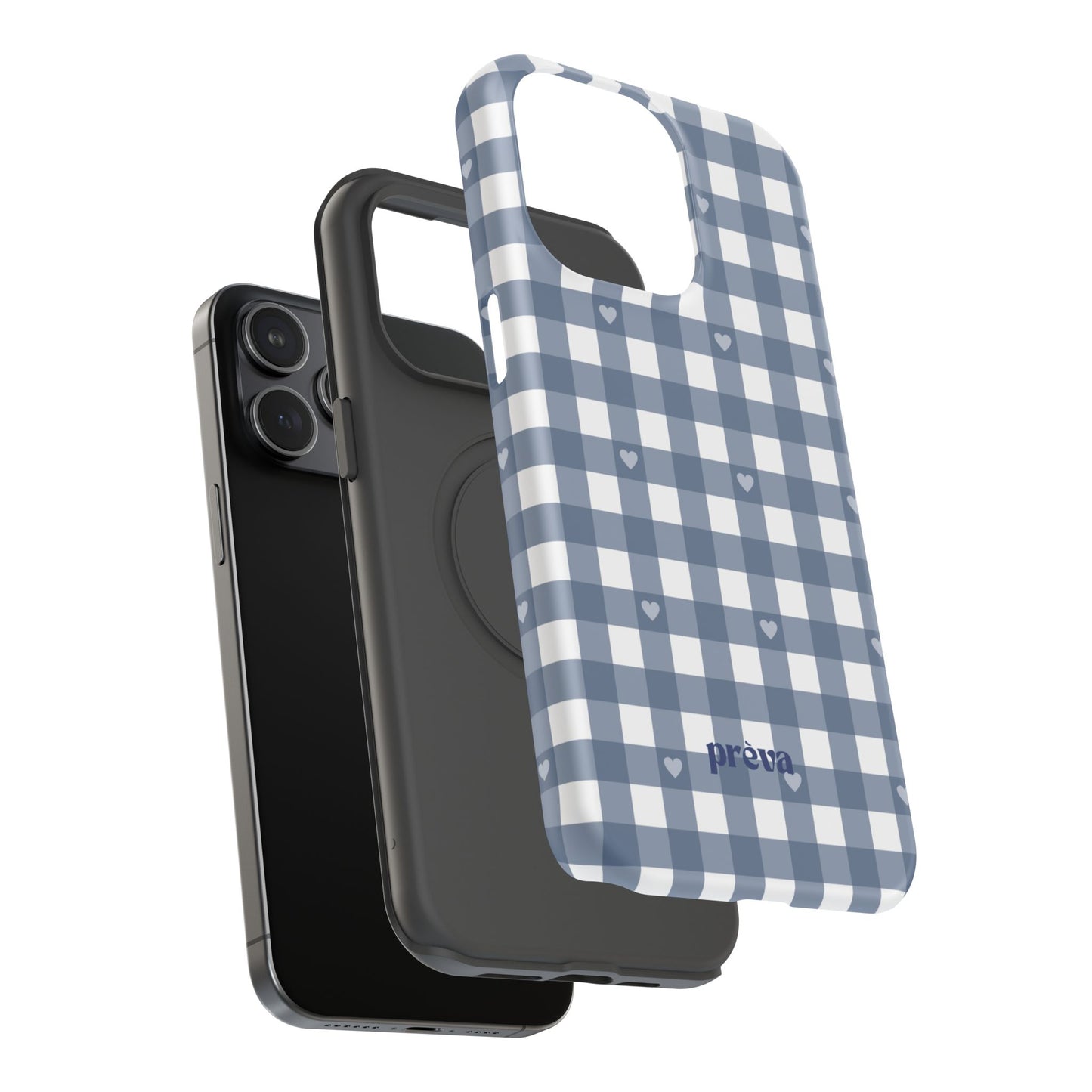 Blue Gingham Heart Phone Case