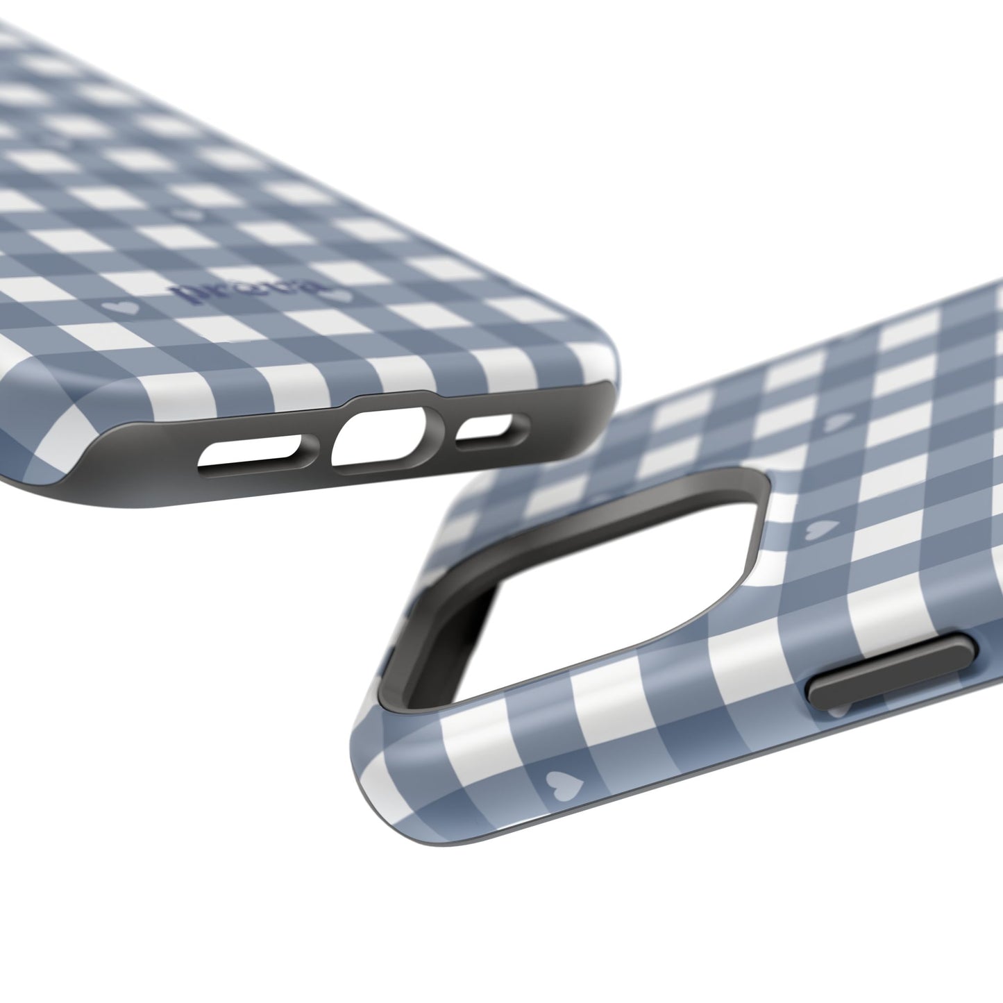 Blue Gingham Heart Phone Case