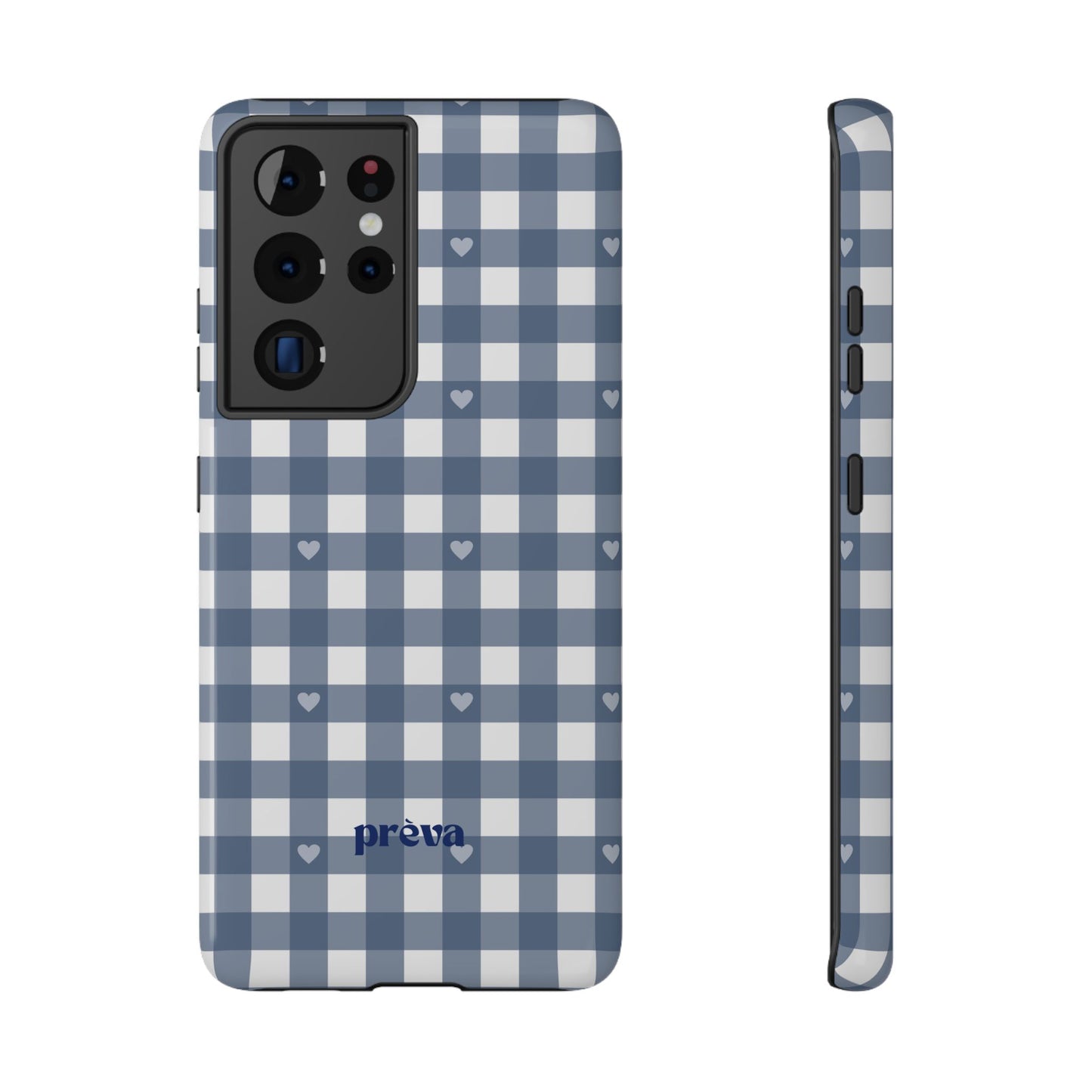 Blue Gingham Heart Phone Case