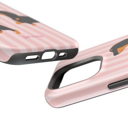 Dachshund Pink Stripes x Emberli Phone Case