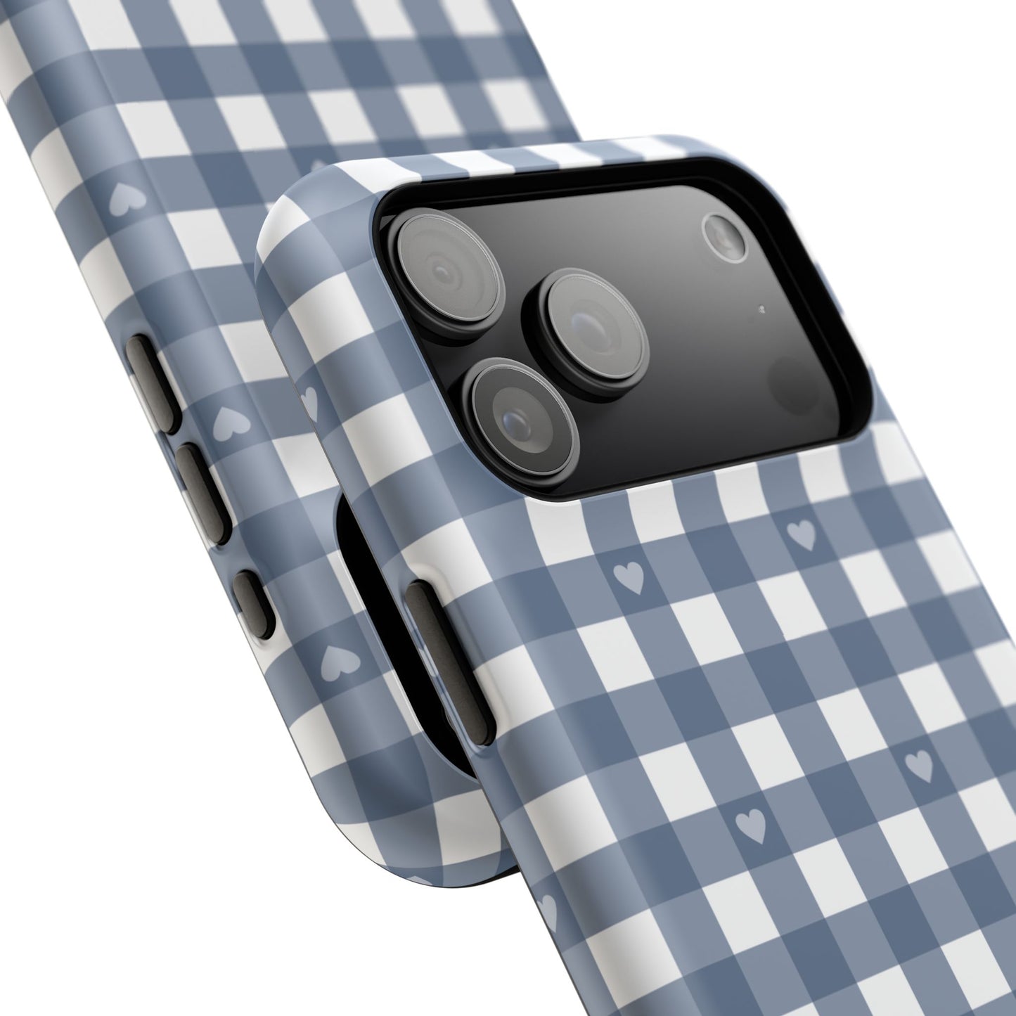 Blue Gingham Heart Phone Case