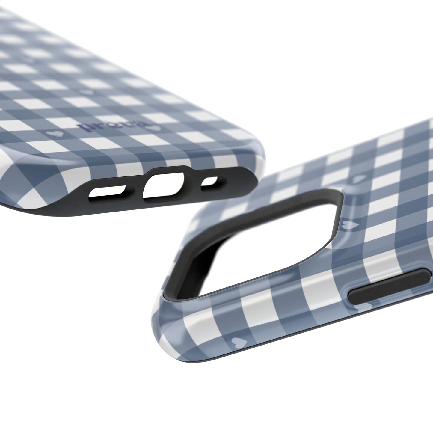 Blue Gingham Heart Phone Case